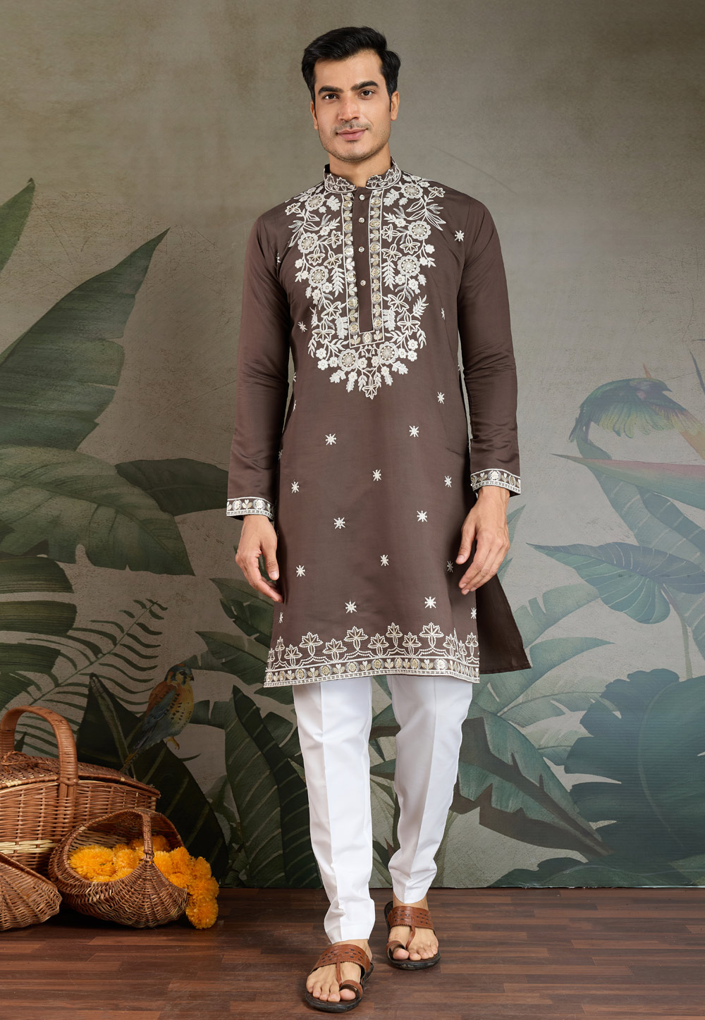 Brown Viscose Kurta Pajama 311861