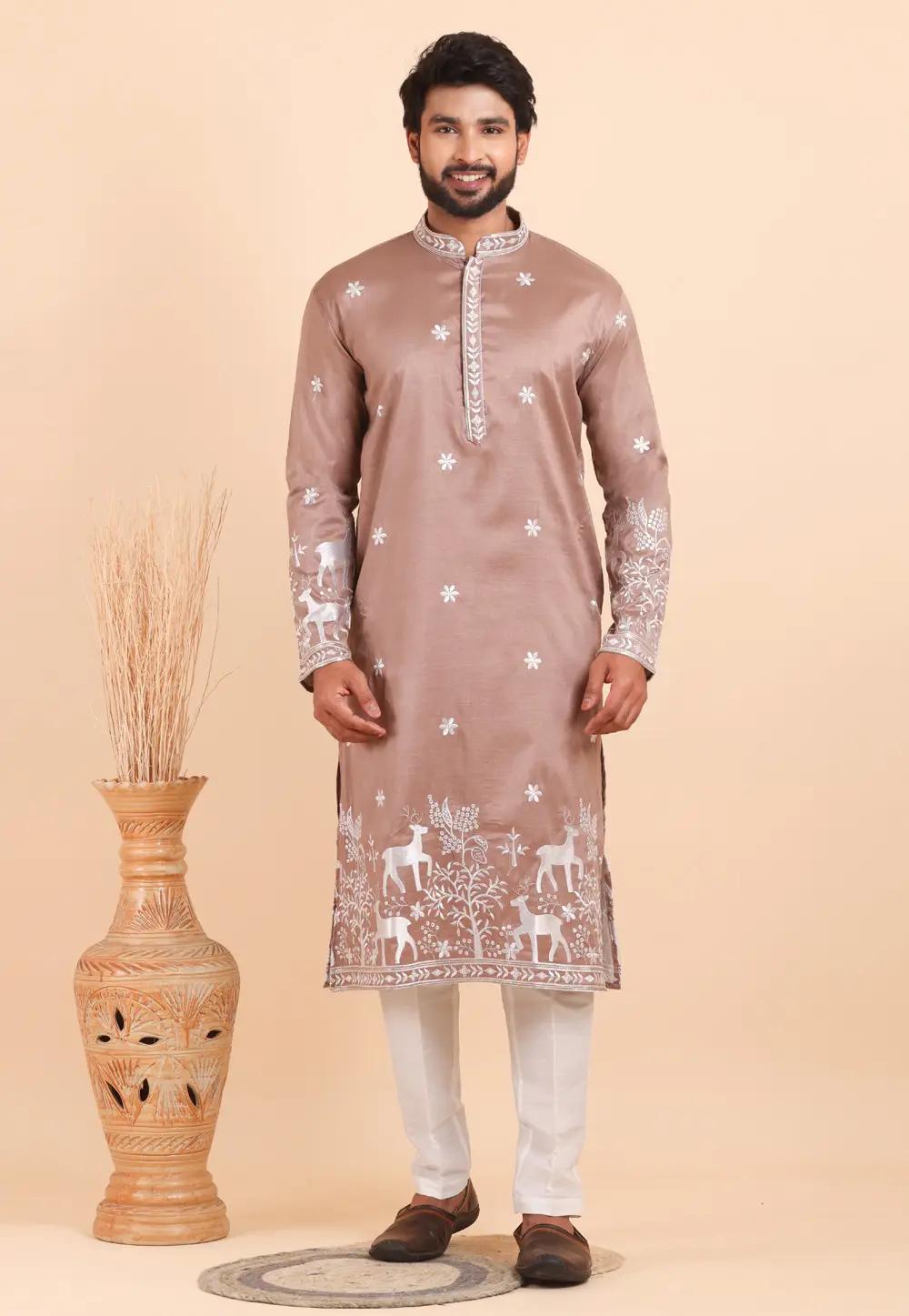 Brown Viscose Kurta Pajama 333634