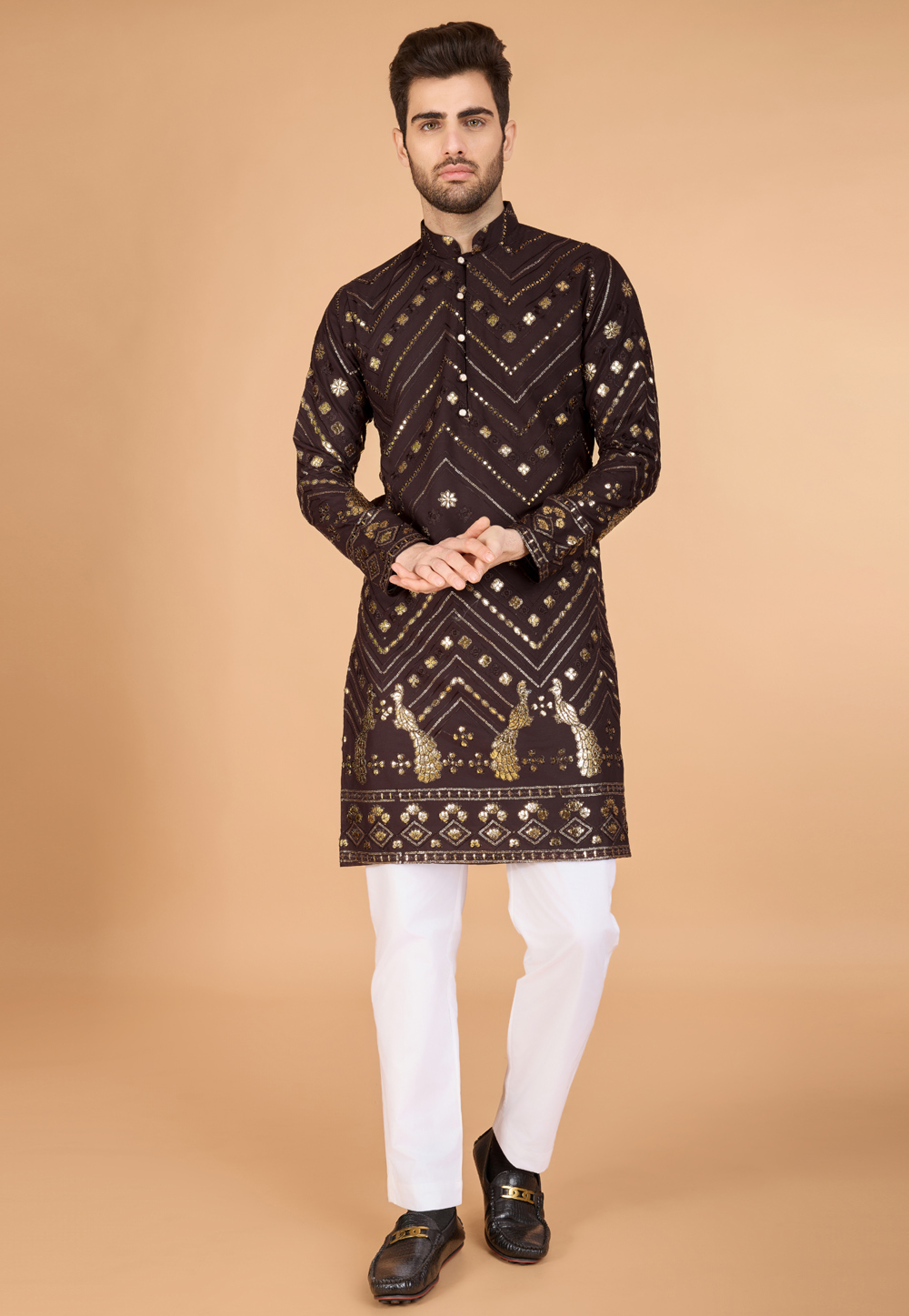 Brown Viscose Rayon Kurta Pajama 311548