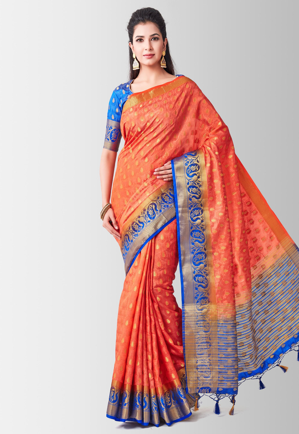 Orange Kanjivaram Silk Festival Wear Saree 186009