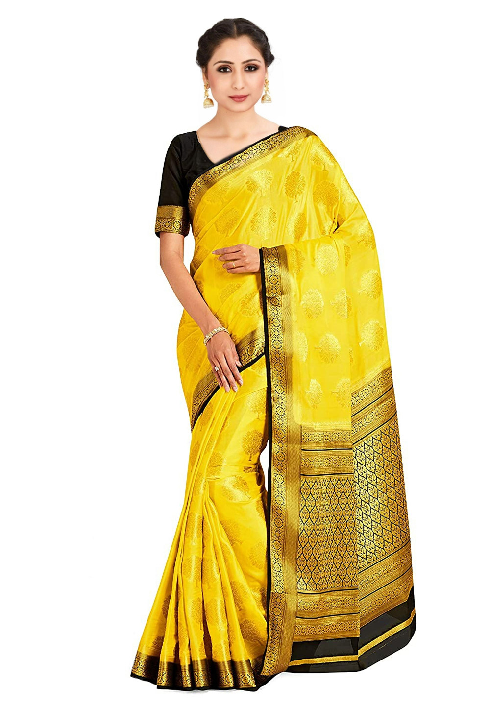 Yellow Crepe Festival Wear Saree 201473
