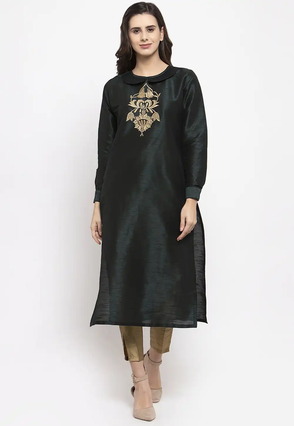 Camo Green Dupion Silk Kurta Set With Pant 284896