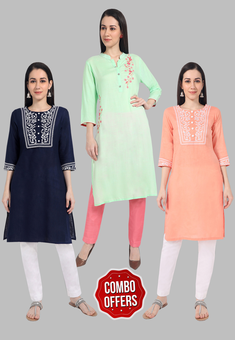 Combo Kurti For Women-PACK OF 3
