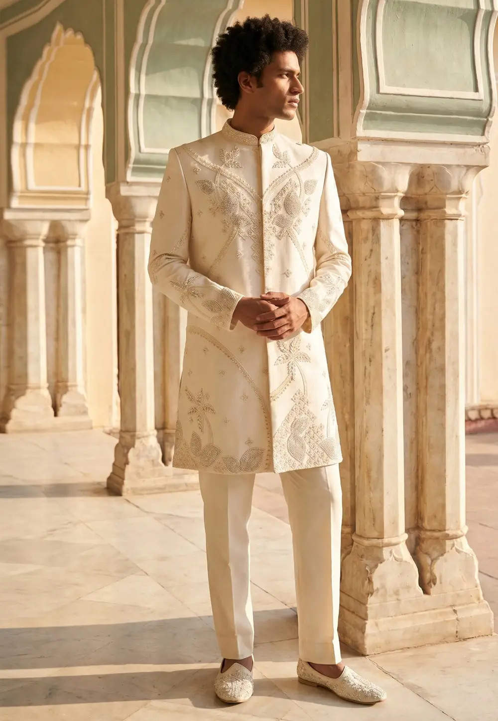 Cream Armani Indo Western Sherwani 330977