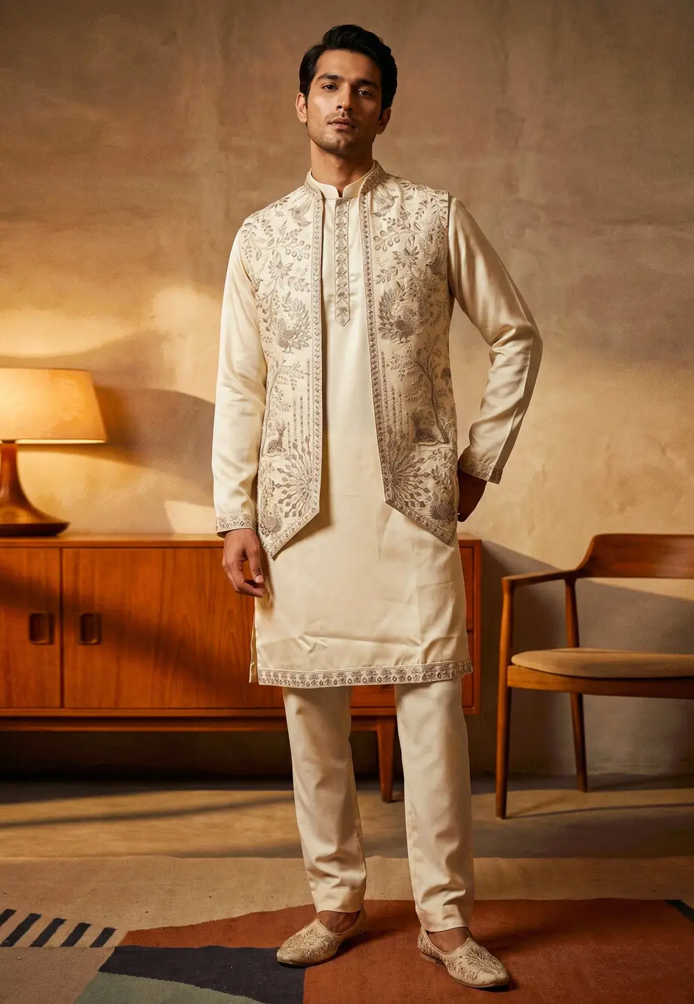 Cream Armani Jacket Style Sherwani 330979
