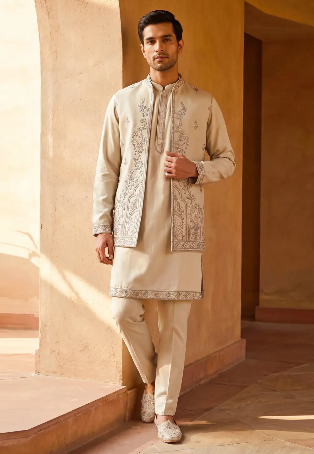 Cream Armani Jacket Style Sherwani 330981