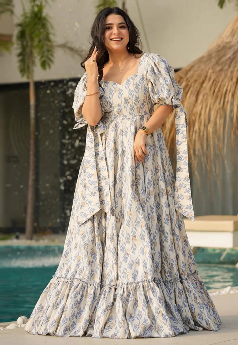 Cream Cambric Cotton Gown 313035