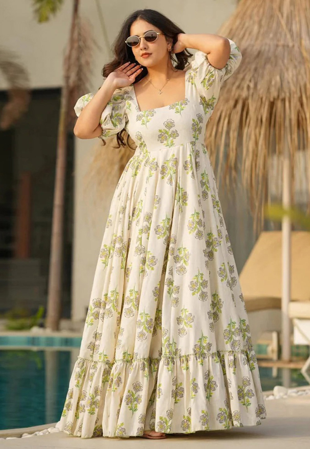 Cream Cambric Cotton Gown 313036