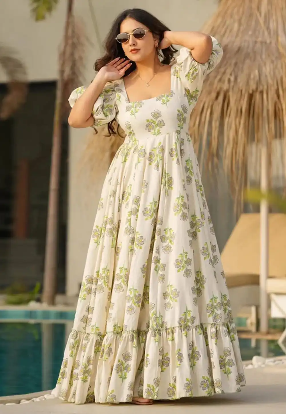 Cream Cambric Cotton Gown 313036