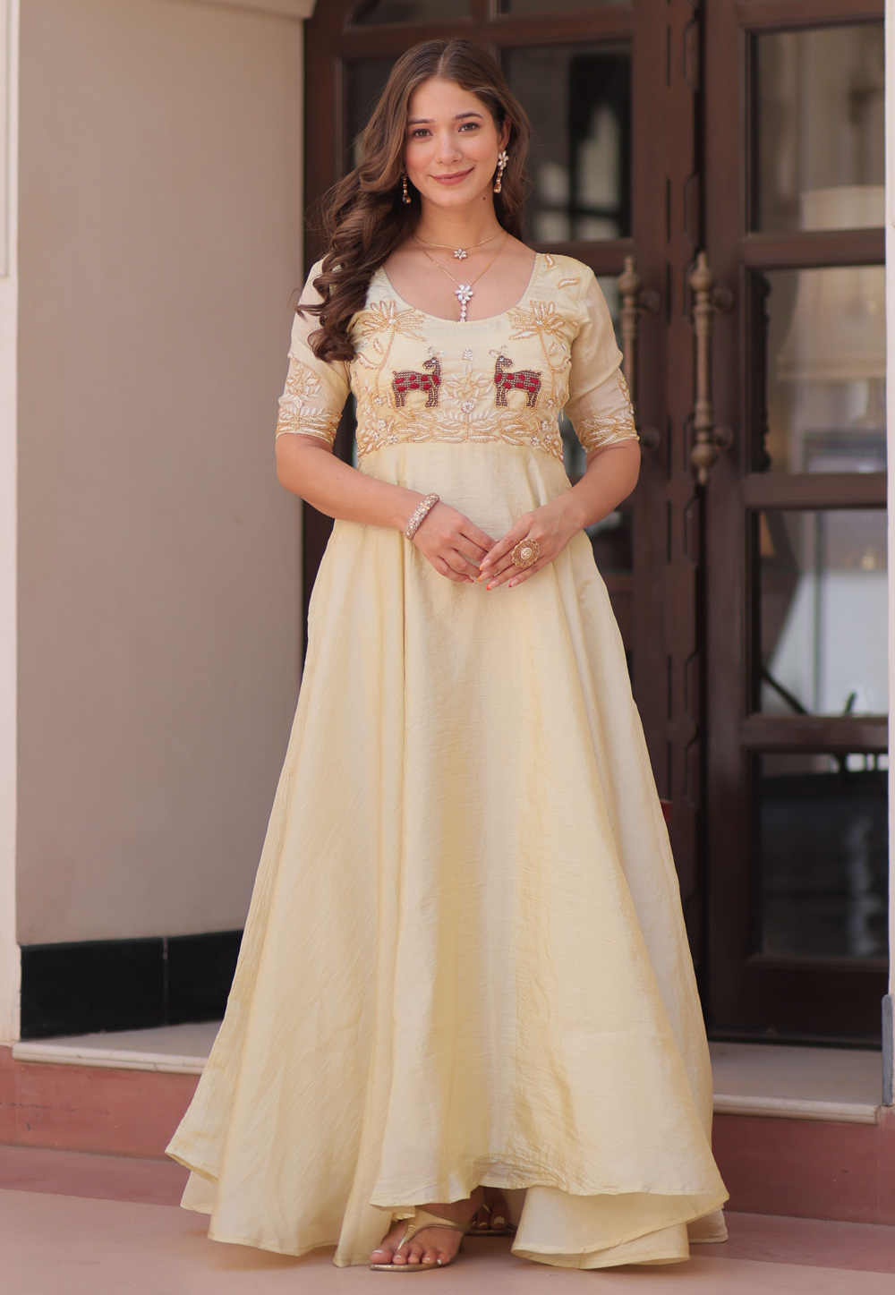 Cream Chiffon Gown 312574