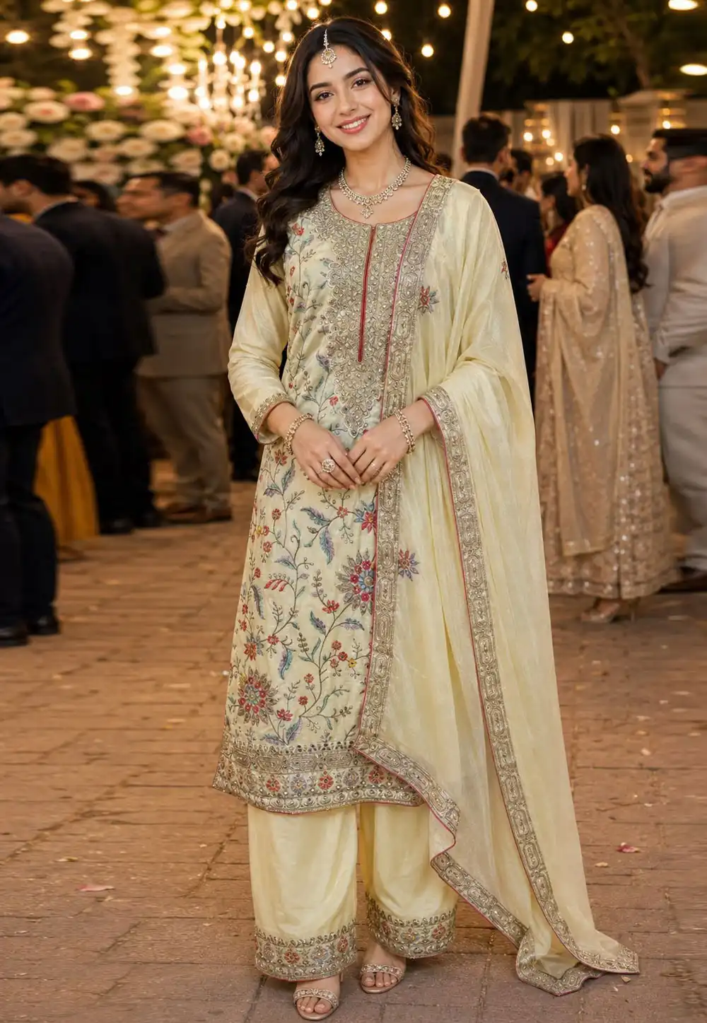 Cream Chinon Embroidered Pakistani Suit 330131
