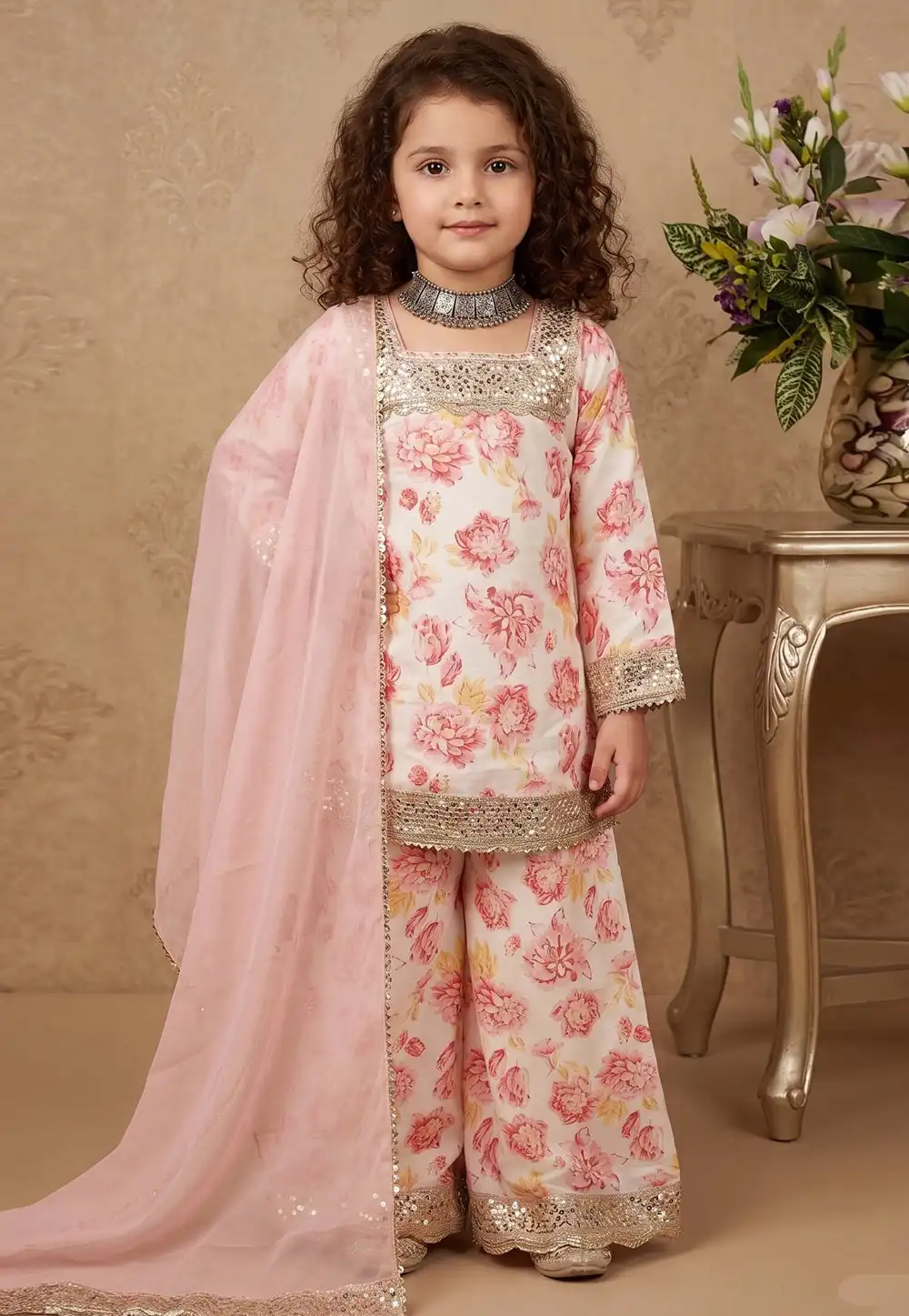 Cream Chinon Kids Palazzo Suit 329460