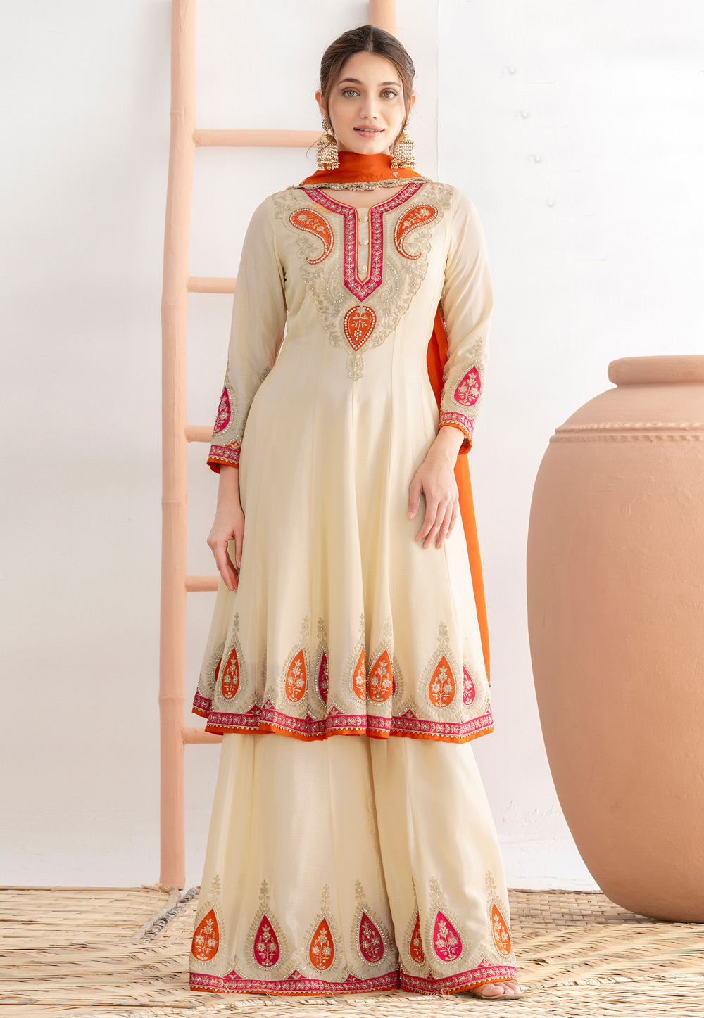 Cream Chinon Palazzo Suit 320510
