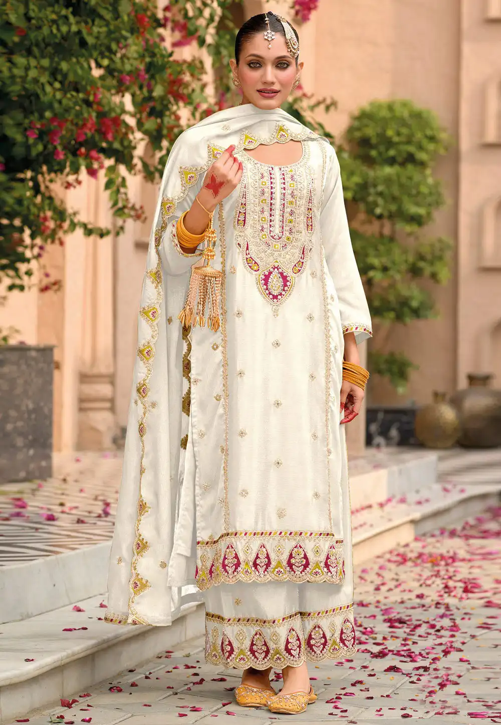 Cream Chinon Palazzo Suit 308719