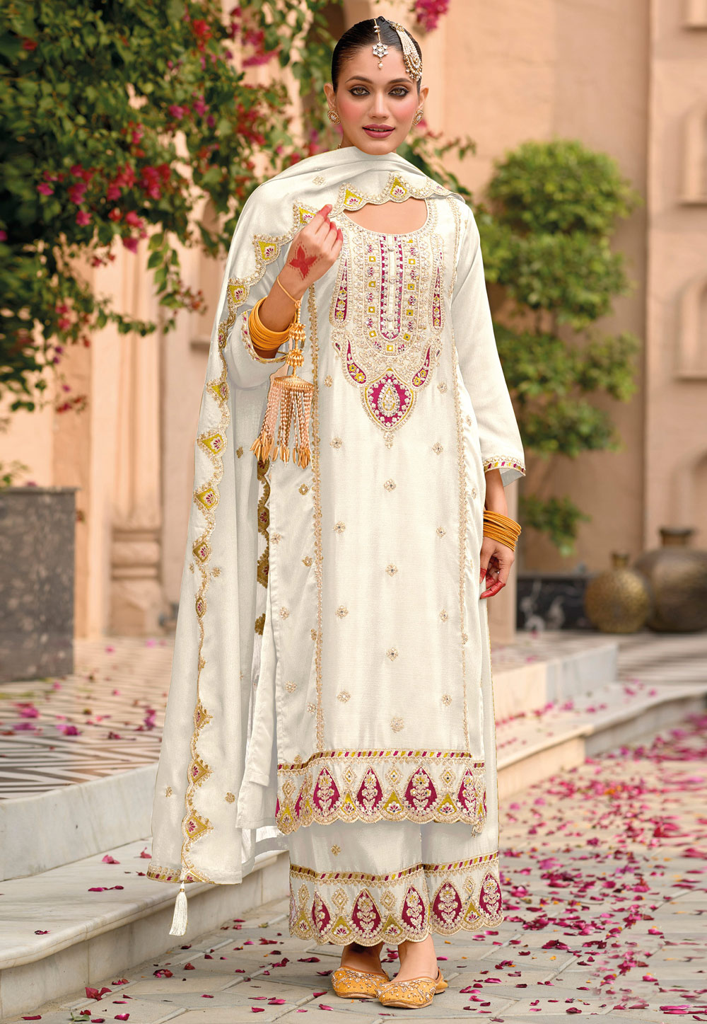 Cream Chinon Palazzo Suit 308719