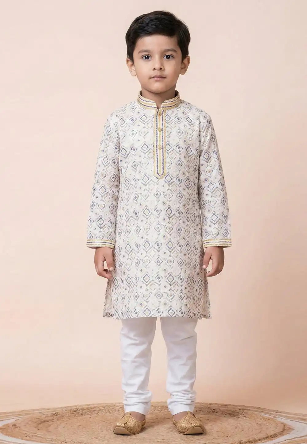 Cream Cotton Kids Kurta Pajama 322273