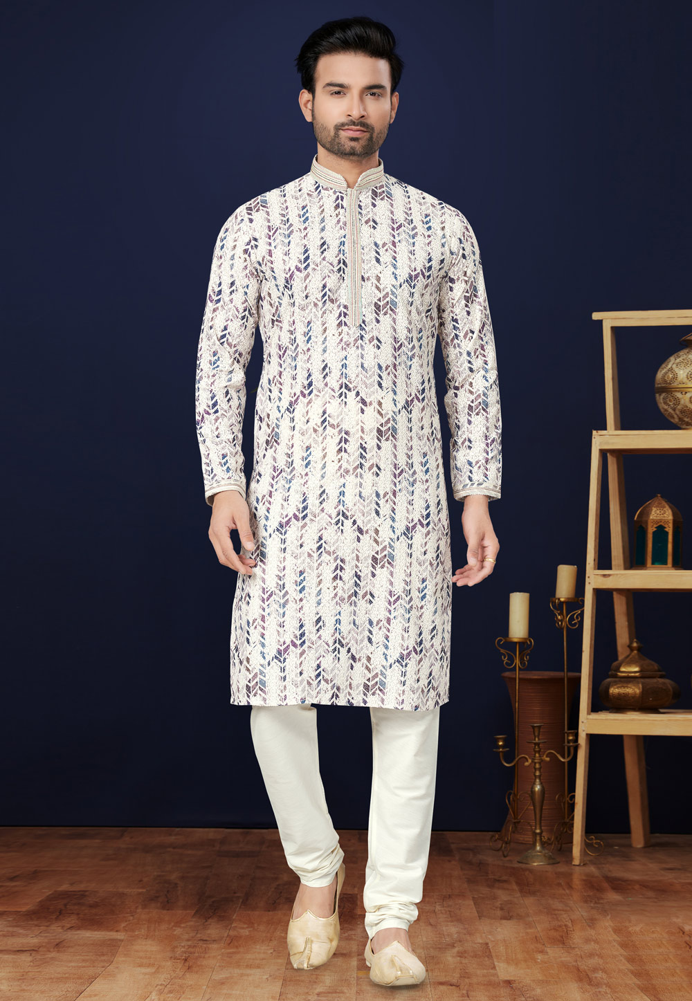 Cream Cotton Kurta Pajama 284490