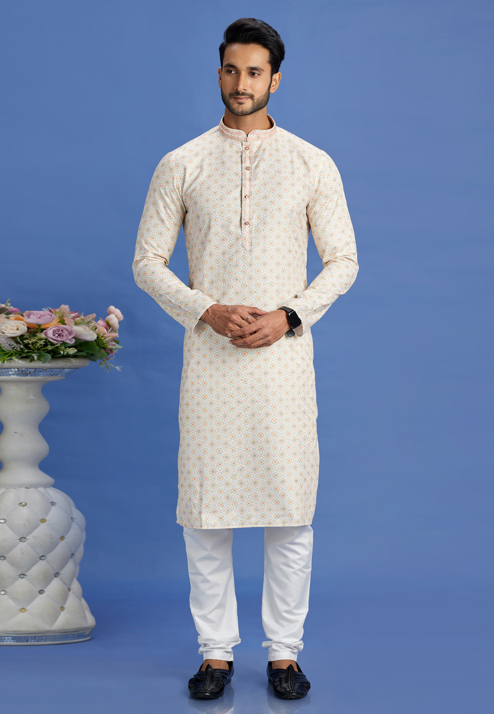 Cream Cotton Kurta Pajama 283311