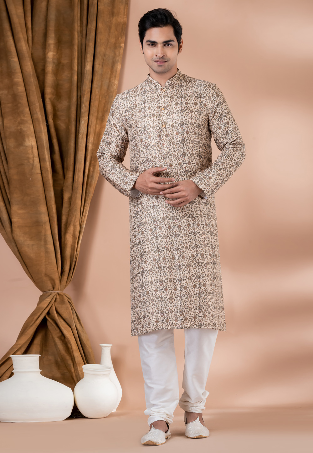 Cream Cotton Kurta Pajama 282565