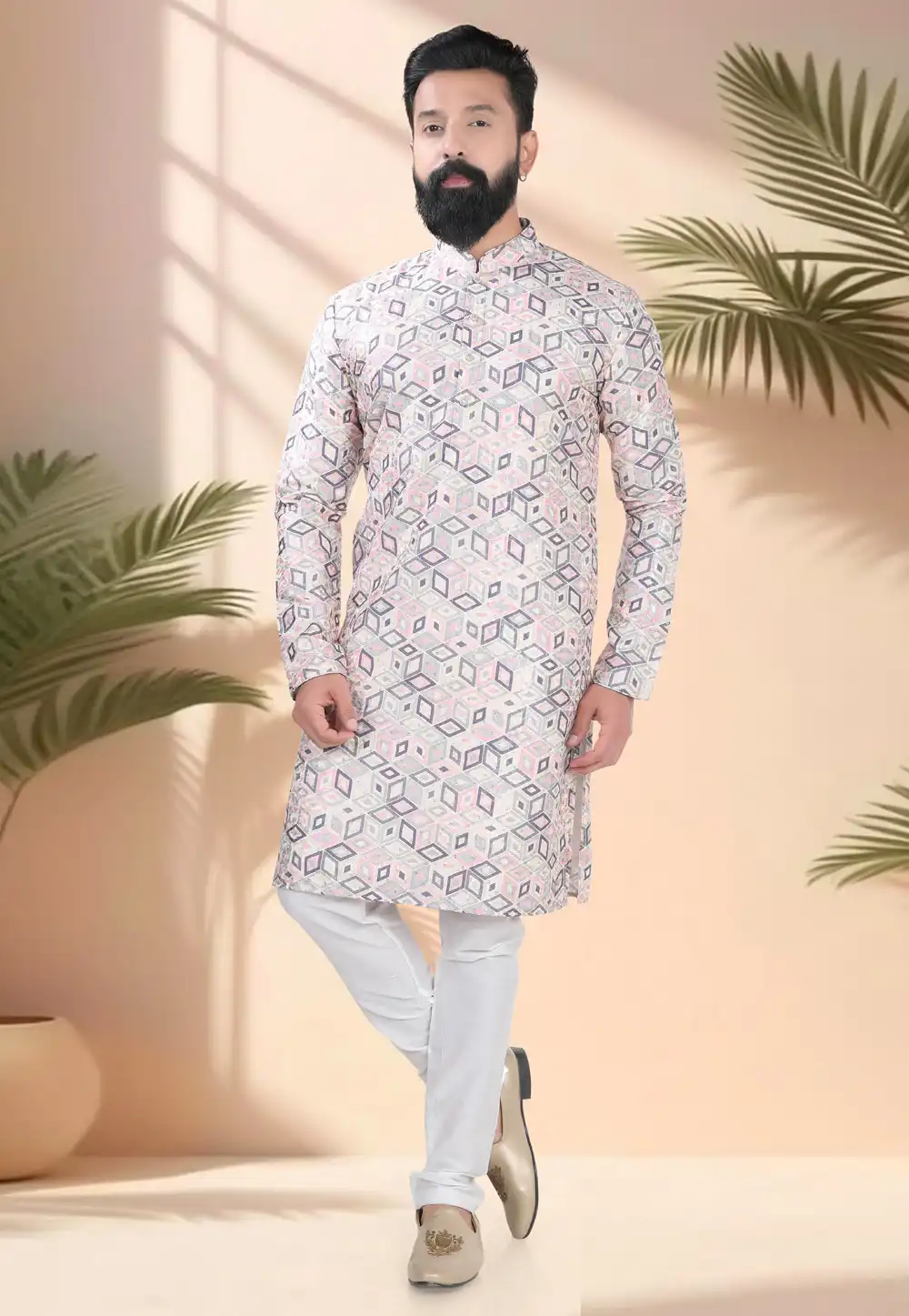 Cream Cotton Kurta Pajama 316522