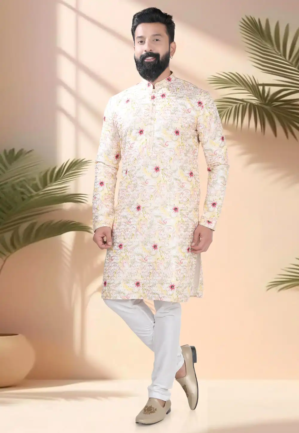 Cream Cotton Kurta Pajama 316526