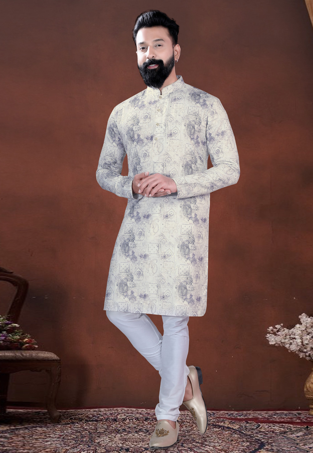 Cream Cotton Kurta Pajama 318567