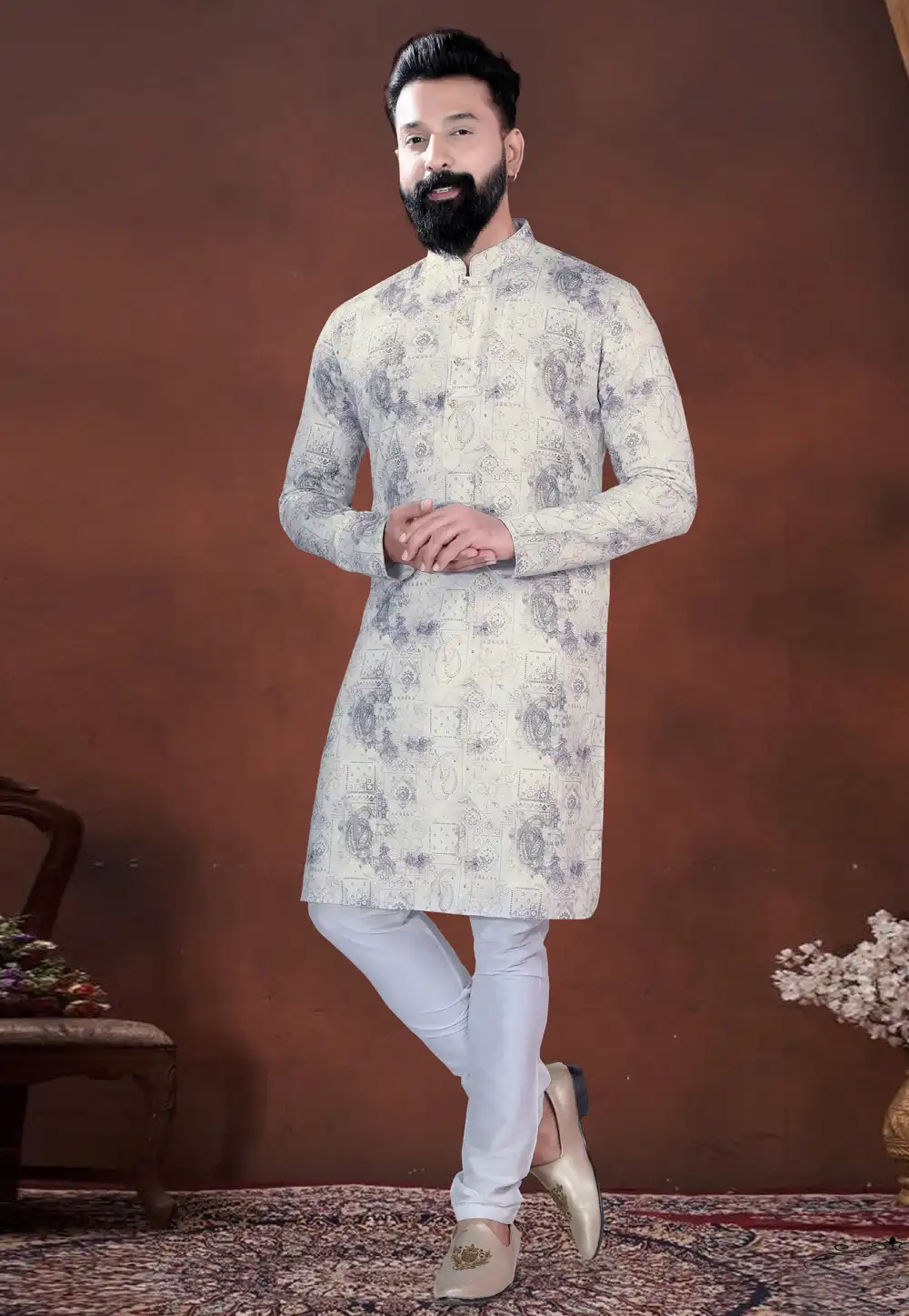Cream Cotton Kurta Pajama 318567