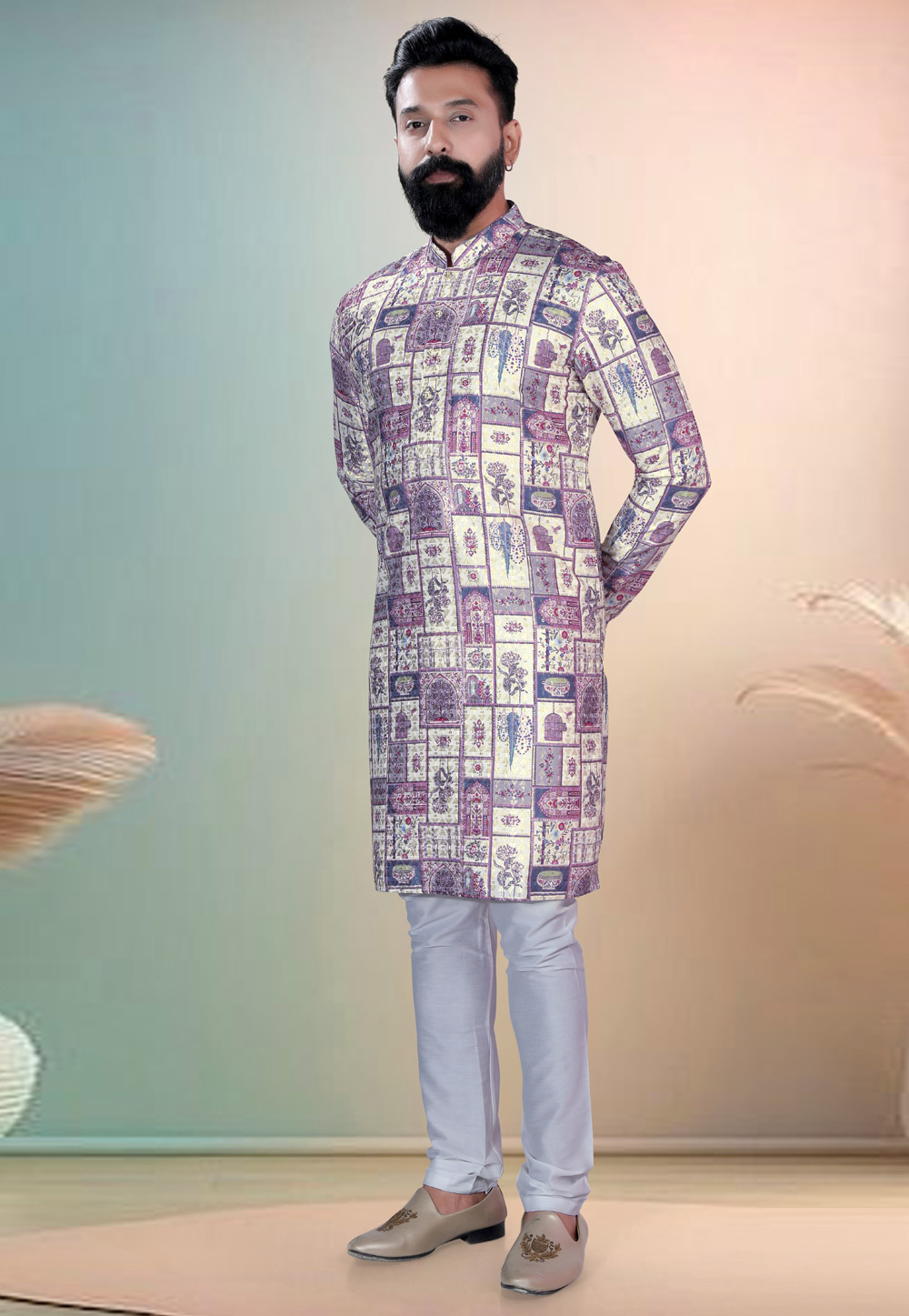 Cream Cotton Kurta Pajama 318609