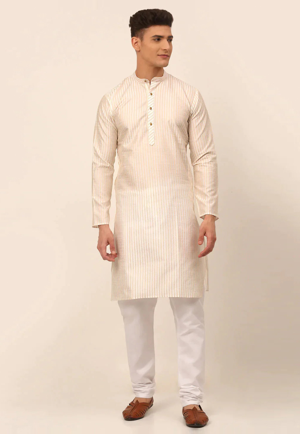 Cream Cotton Kurta Pajama 281654