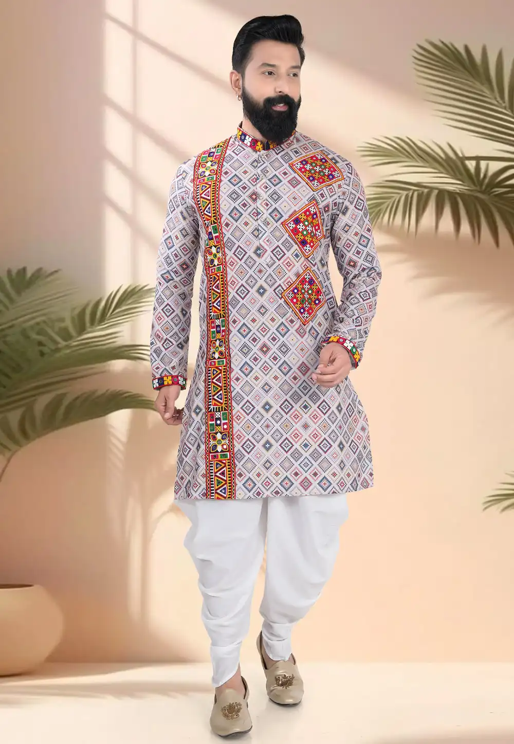 Cream Cotton Navratri Dhoti Kurta 315594