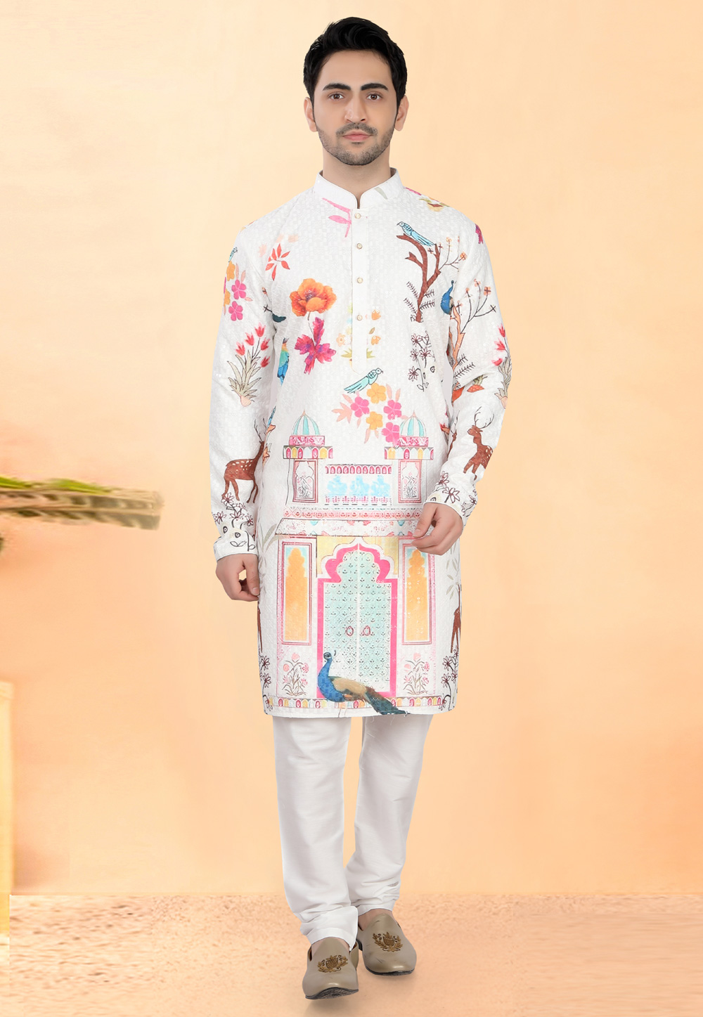 Cream Cotton Rayon Kurta Pajama 307950