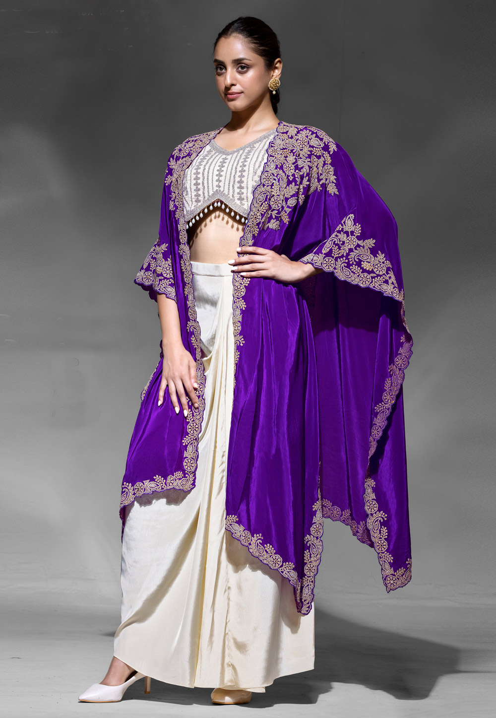 Cream Crepe Designer Lehenga 320943
