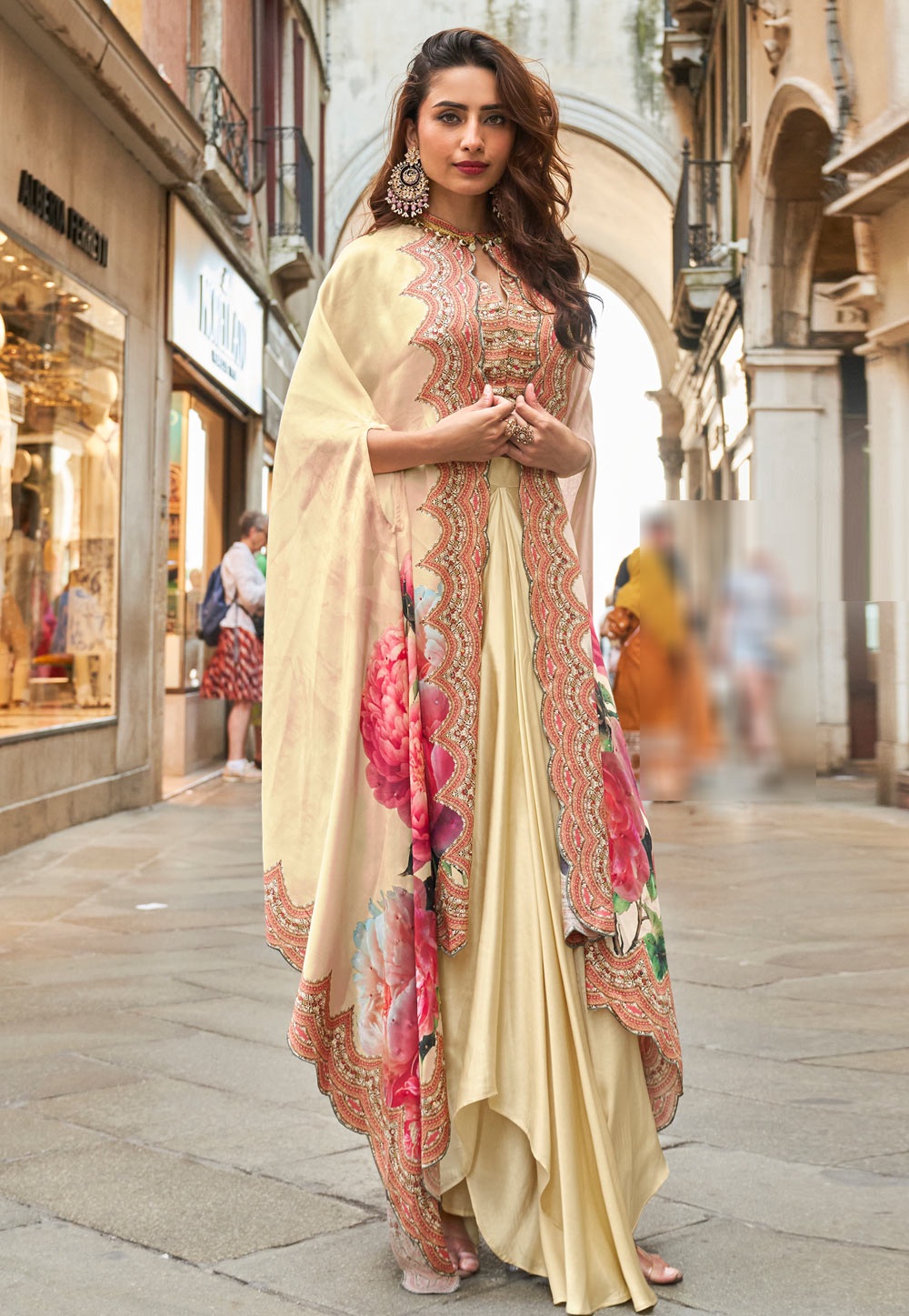 Cream Crepe Silk Designer Salwar Suit 325932