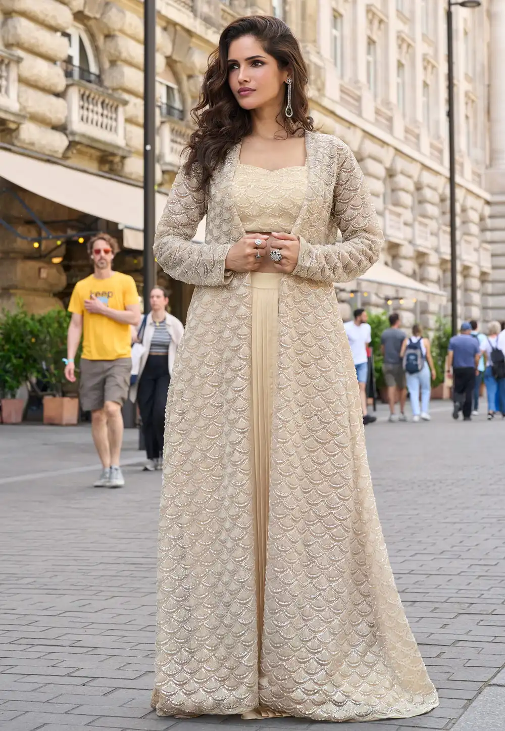 Cream Crepe Silk Designer Salwar Suit 326111