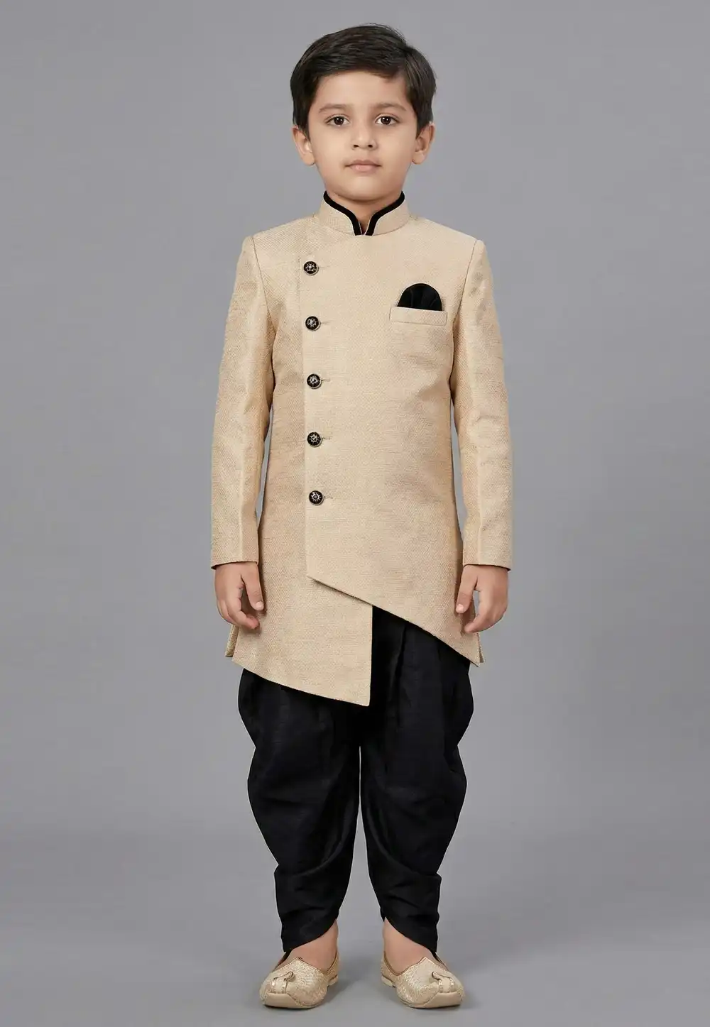 Cream Dupion Kids Indo Western Suit 323142