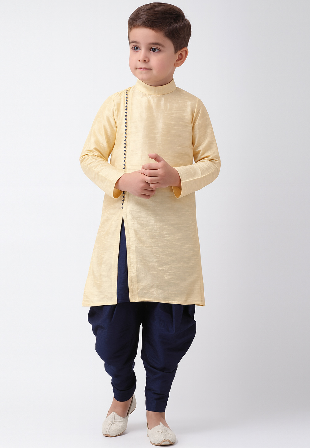 Cream Dupion Silk Kids Dhoti Kurta 320577