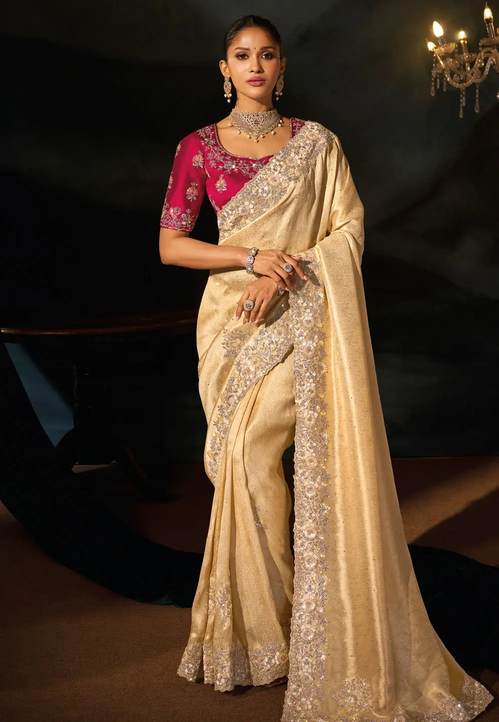 Cream Kanjivaram Silk Saree 335095