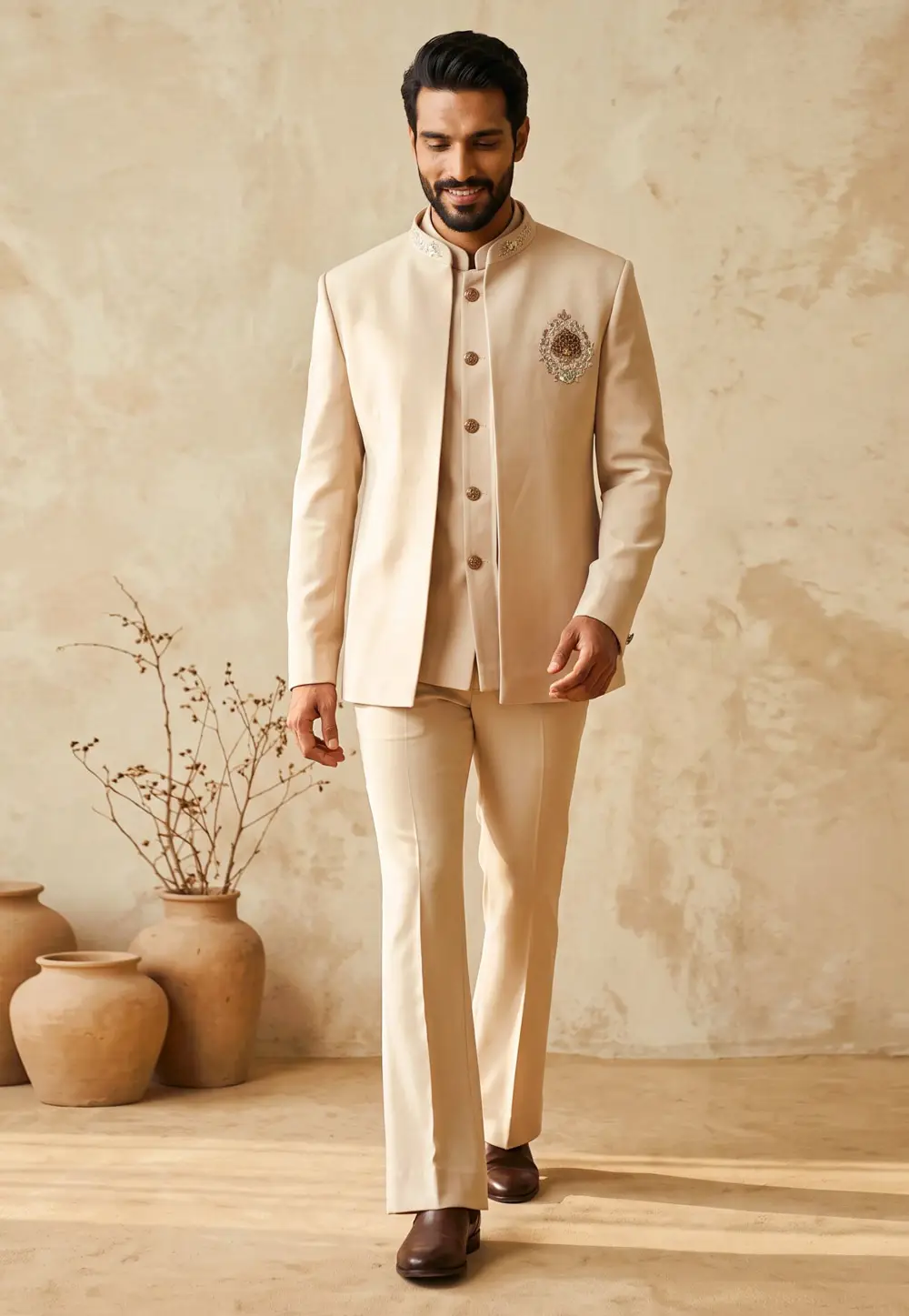 Cream Lachka Jodhpuri Suit 337215