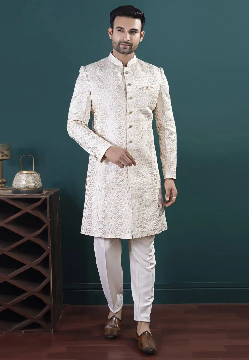 Cream Lakhnavi Indo Western Suit 317838
