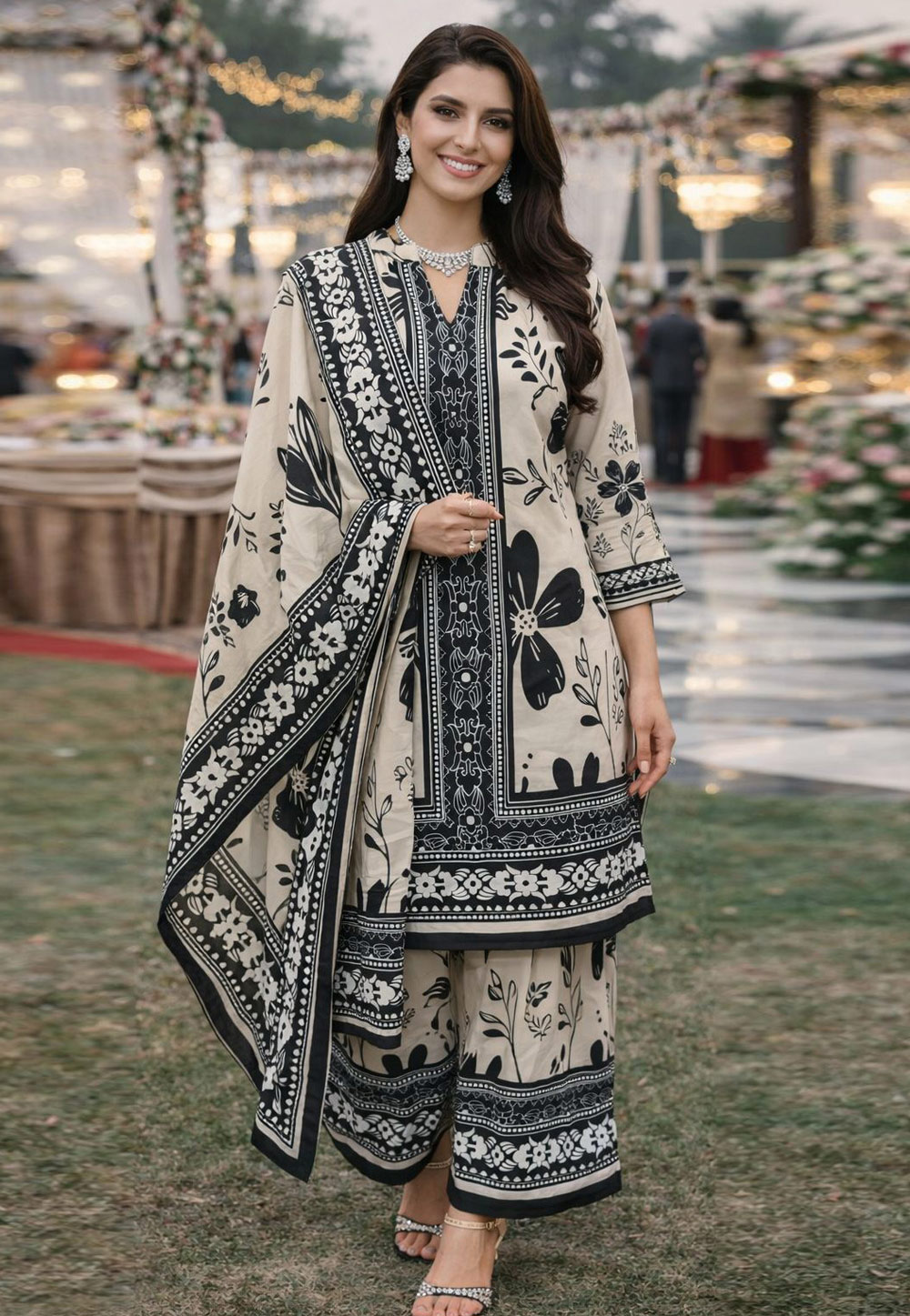 Cream Rayon Palazzo Suit 325354