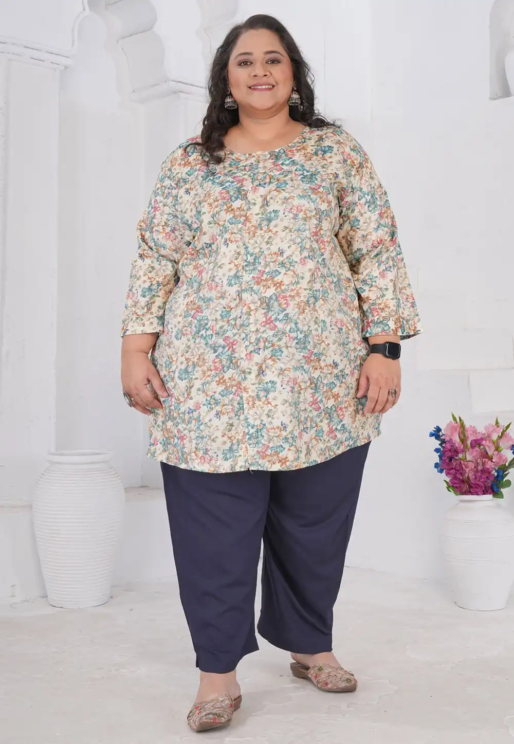 Cream Rayon Printed Kurti 326221