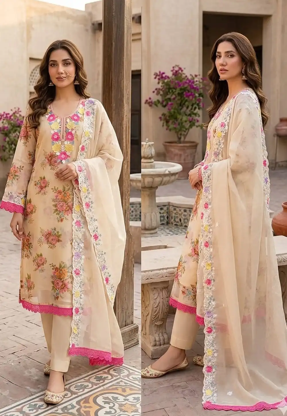 Cream Shimmer Straight Suit 330613