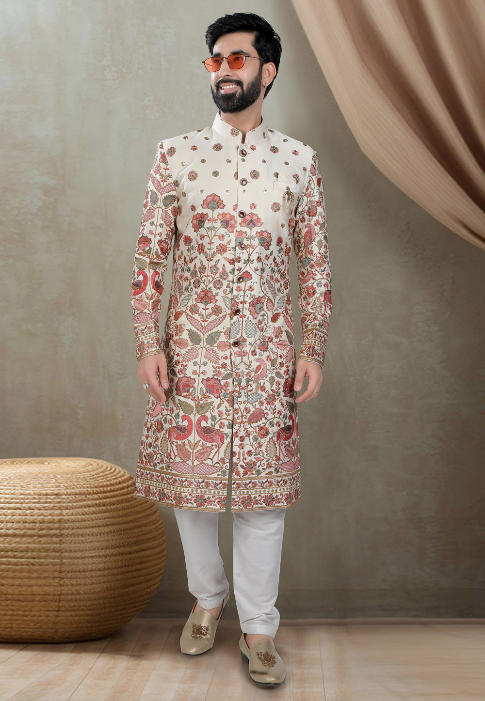 Cream Silk Indo Western Sherwani 311720