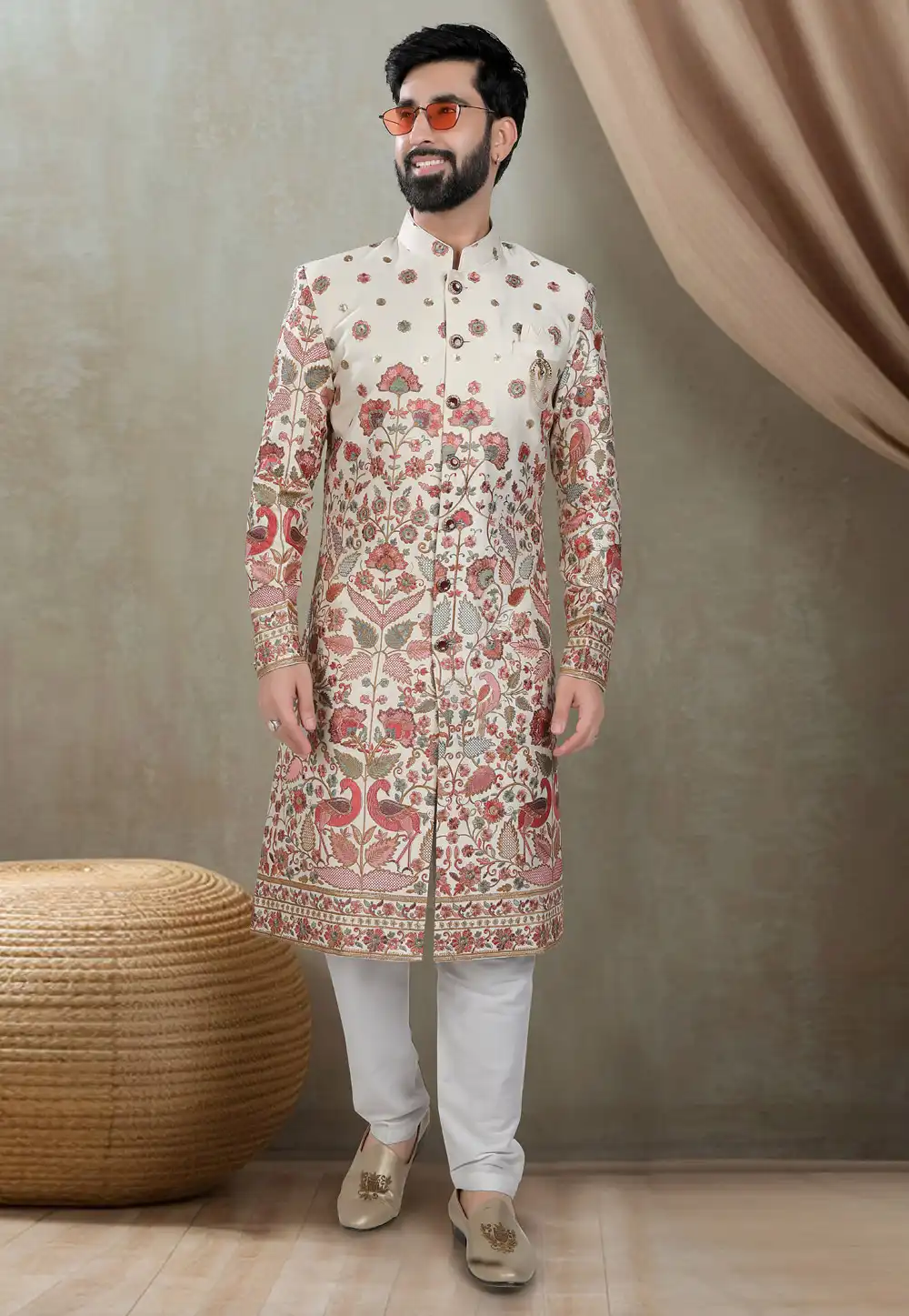 Cream Silk Indo Western Sherwani 311720