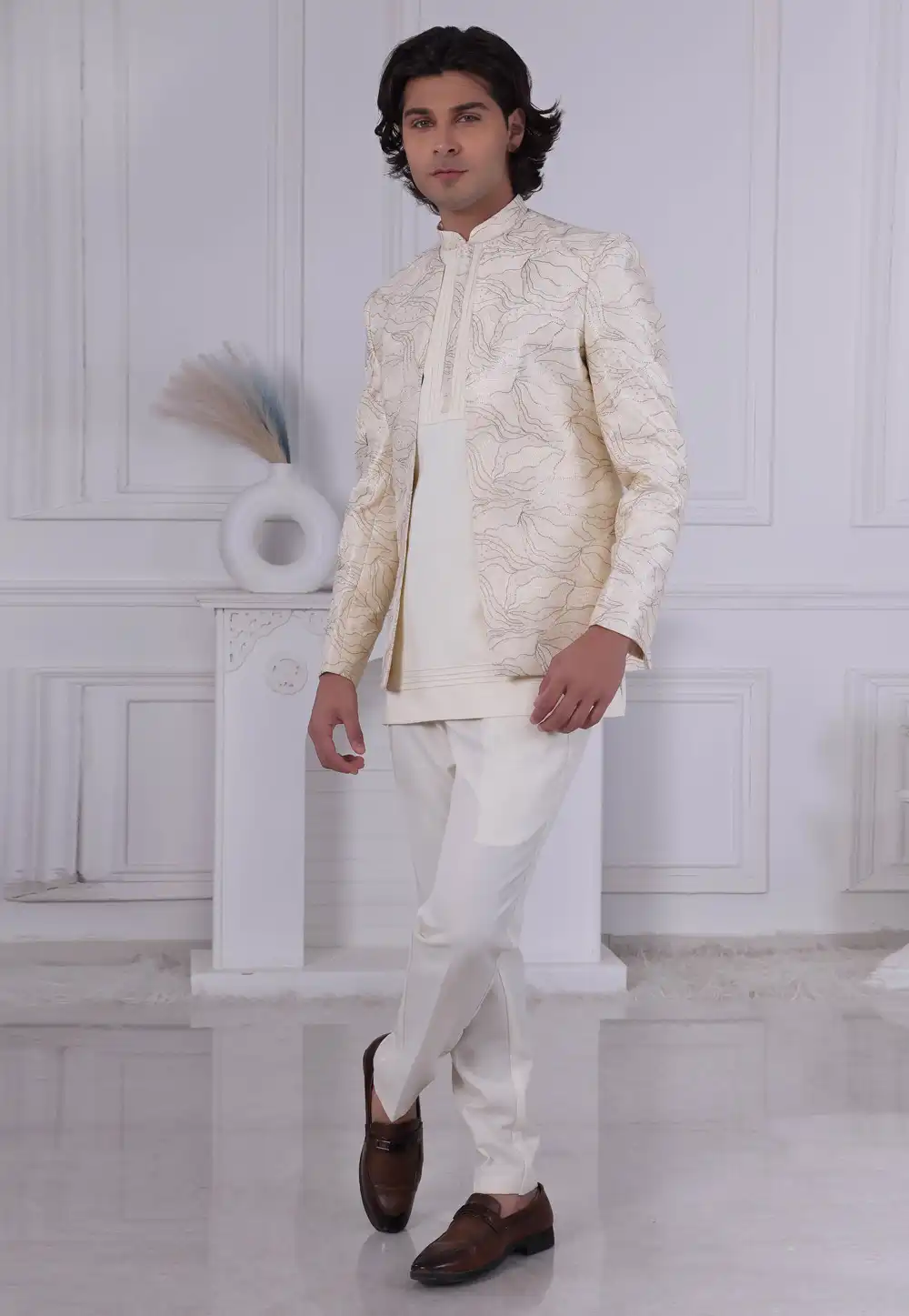 Cream Silk Jodhpuri Suit 315011