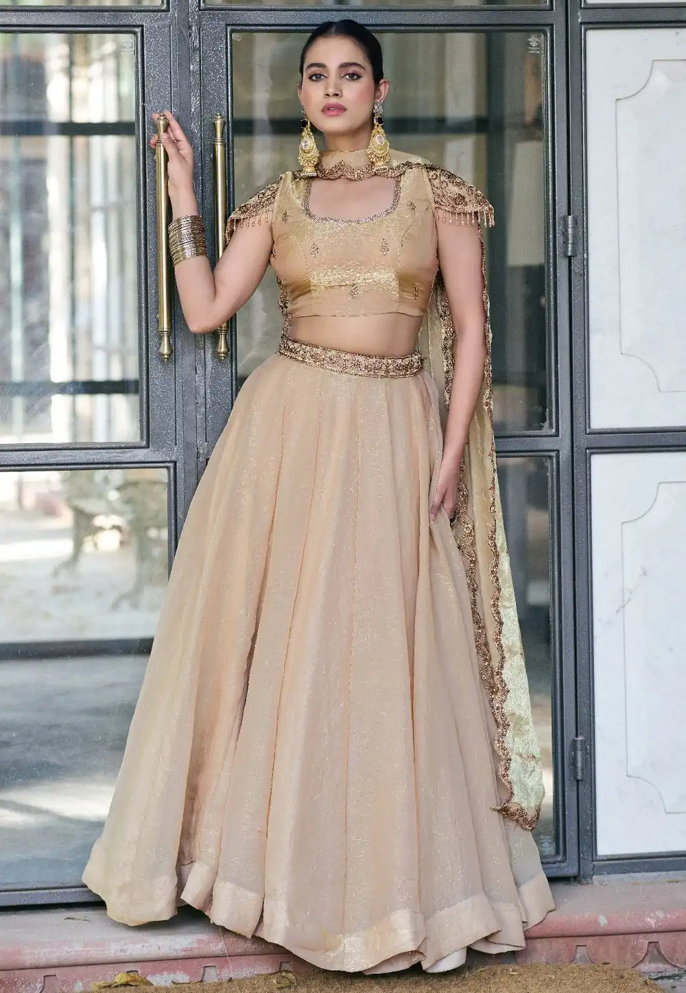 Cream Silk Lehenga Choli 329105