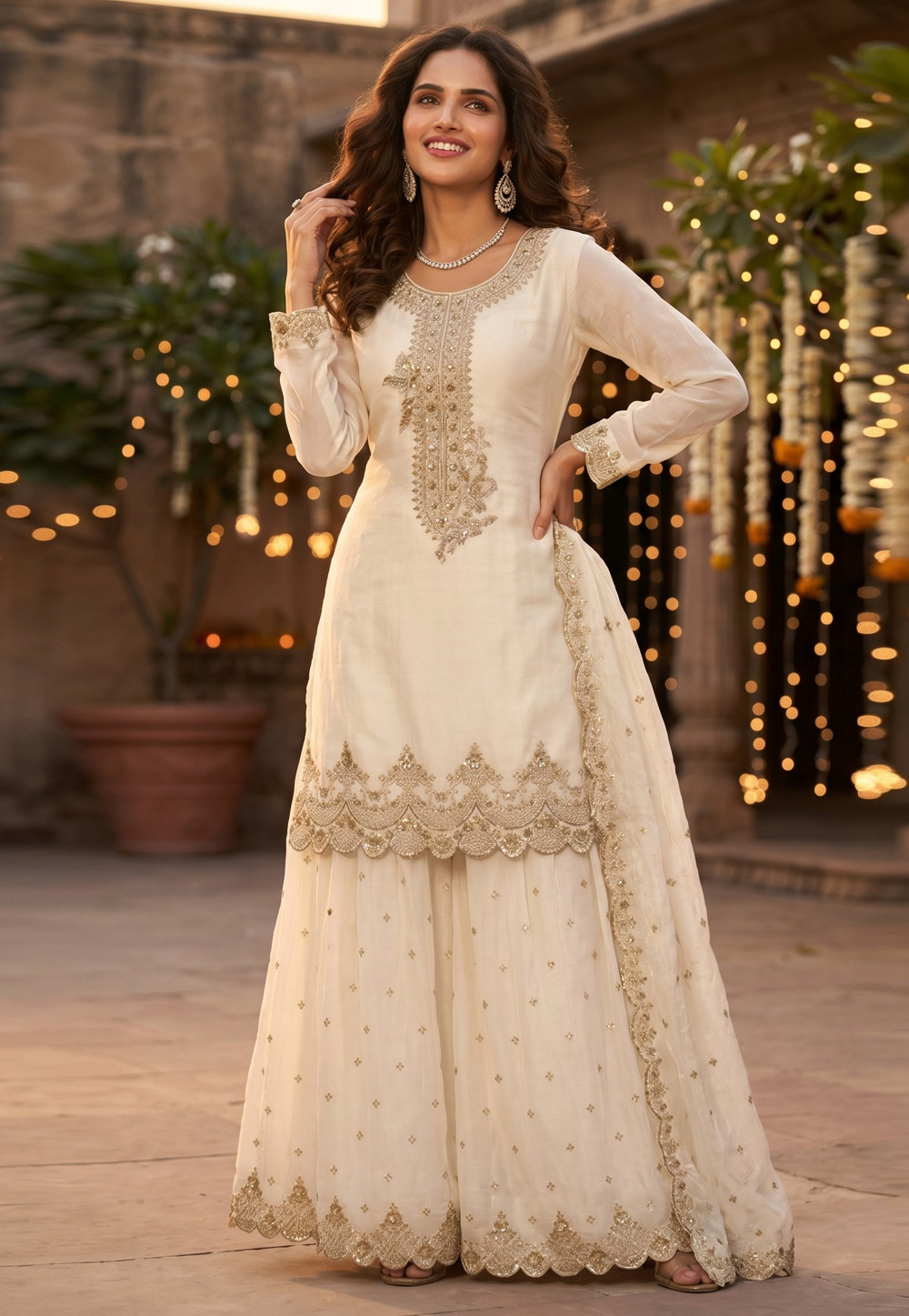 Buy Knee Length Sharara Salwar Kameez & Dresses Online at  IndianClothStore.com