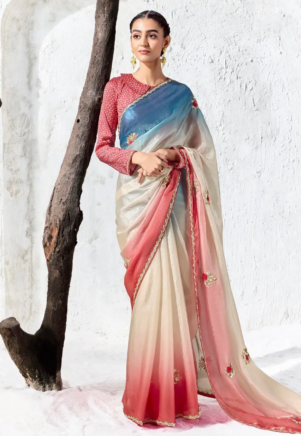 Cream Silk Saree With Blouse 333324
