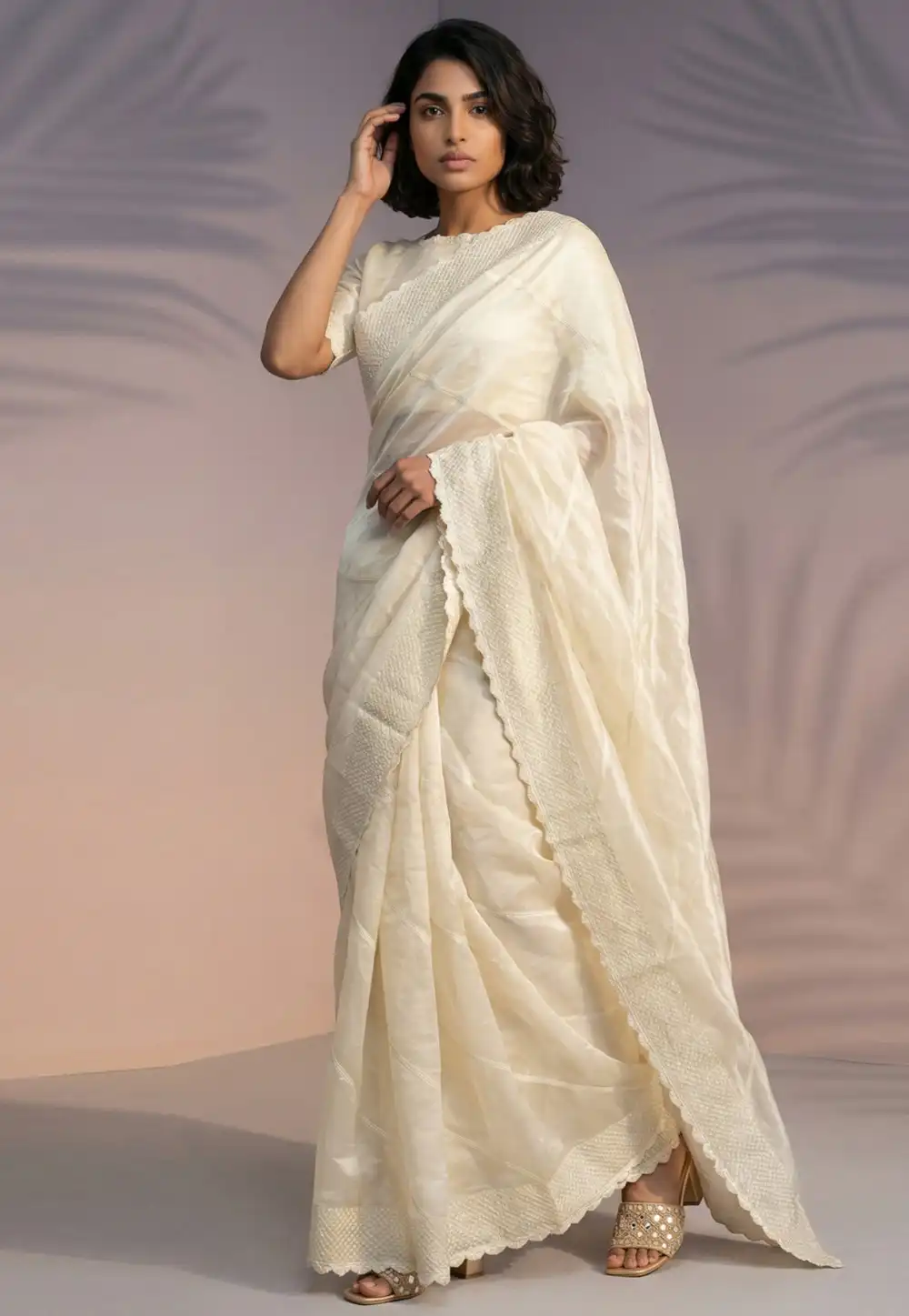 Cream Silk Saree With Blouse 329005