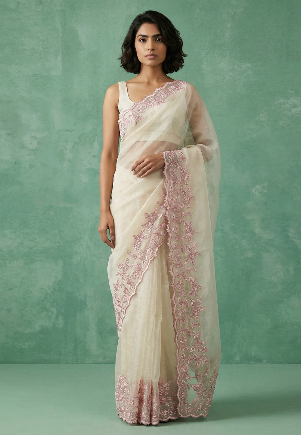 Cream Silk Saree With Blouse 329010